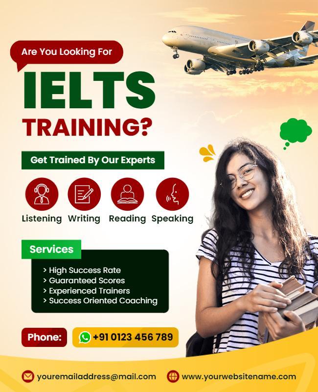 Bright Green IELTS Training and Coaching Services Flyer Template