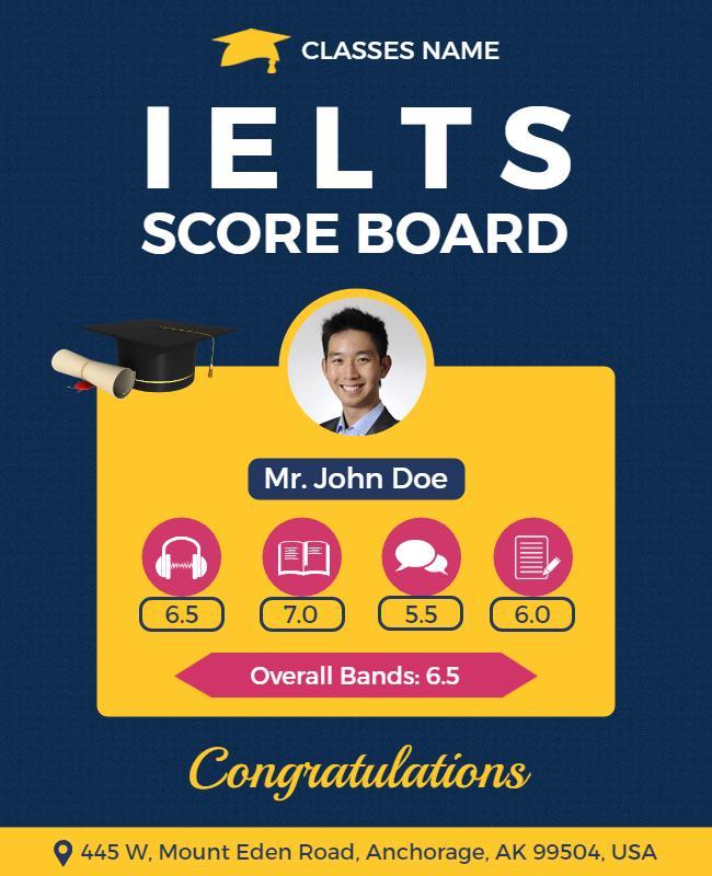 Ielts Score Achievement Celebration Flyer Template