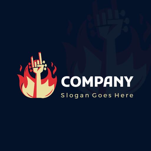 Igniting Passion for Rock Music with Bold Flame Logo Template