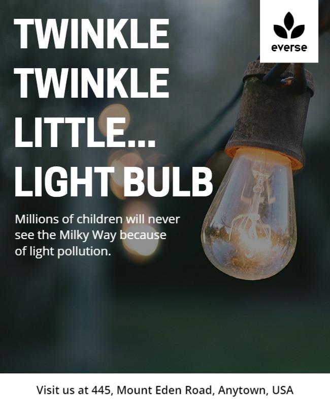 Illuminated Light Bulb Awareness Campaign Poster Template