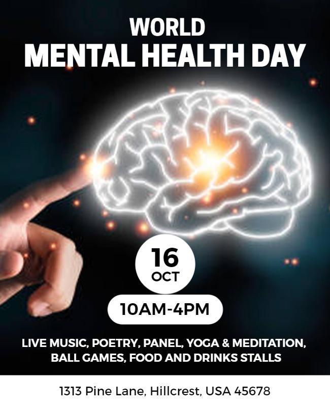 Illuminating Brain Design for World Mental Health Day Poster Template