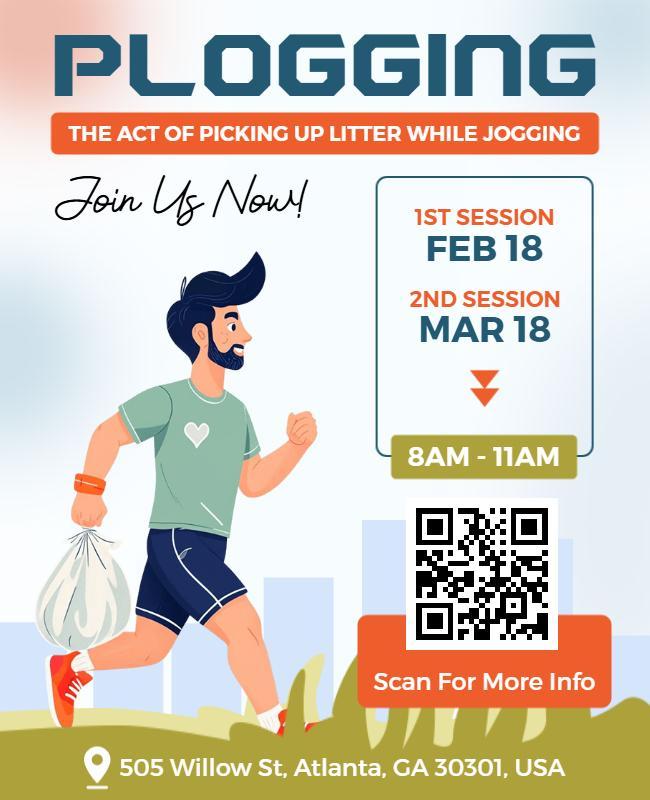 Illustrated Fitness Plogging Event Flyer Template