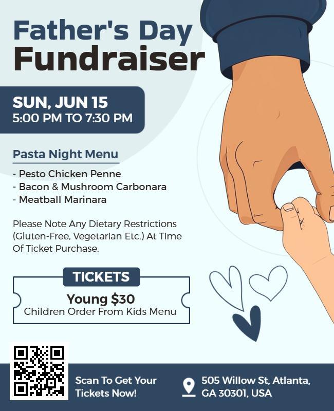 Illustrated Hands Father’s Day Fundraiser Event Flyer Template