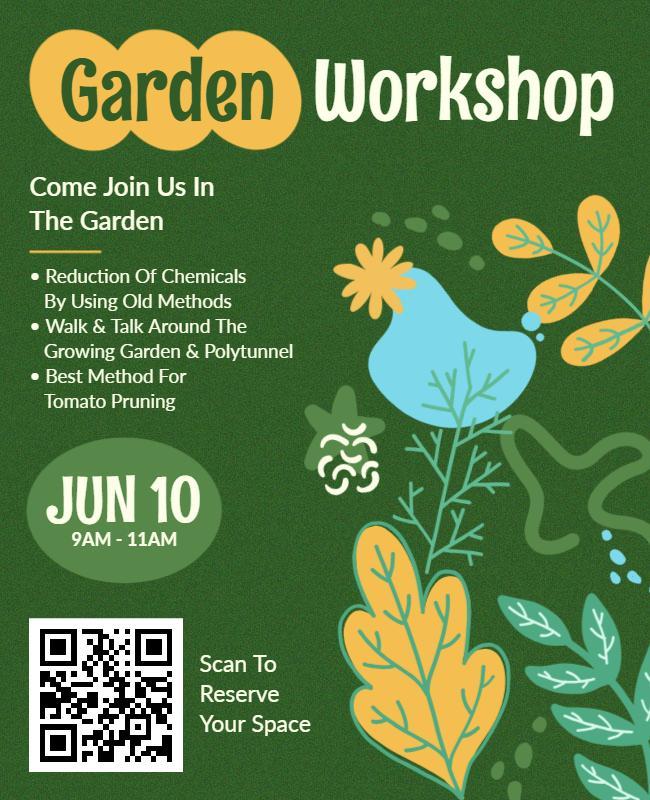 Illustrated Plant Design for Garden Workshop Event Flyer Template