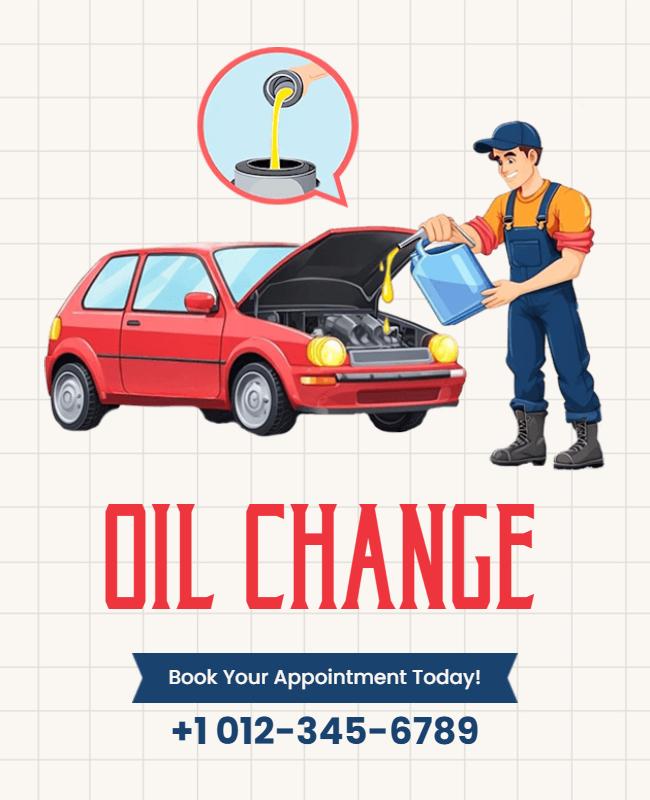 Illustrative Auto Service Oil Change Promotion Poster Template