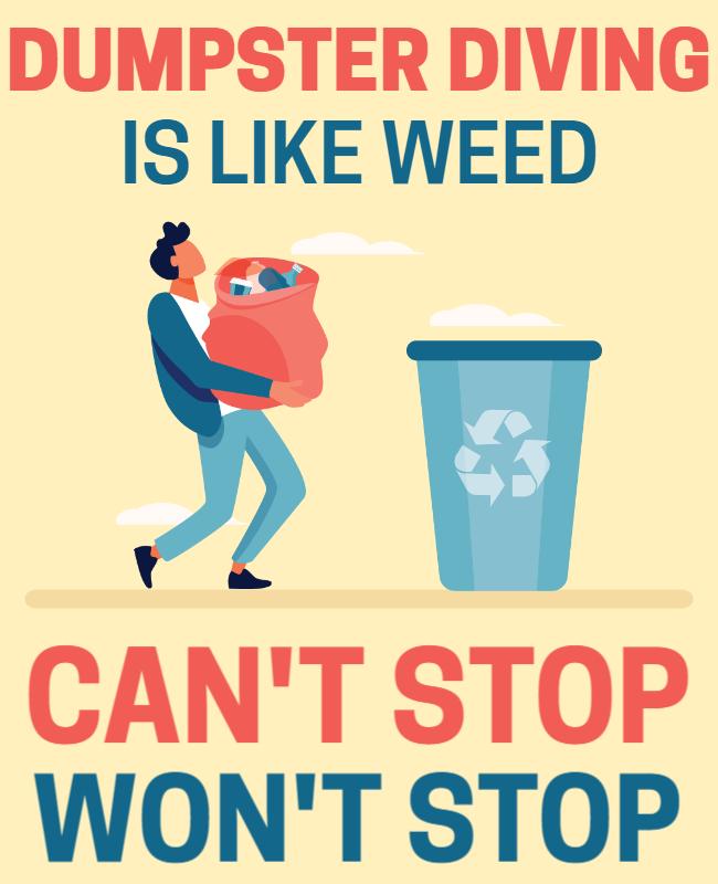 Illustrative Colorful Humor about Dumpster Diving Poster Template
