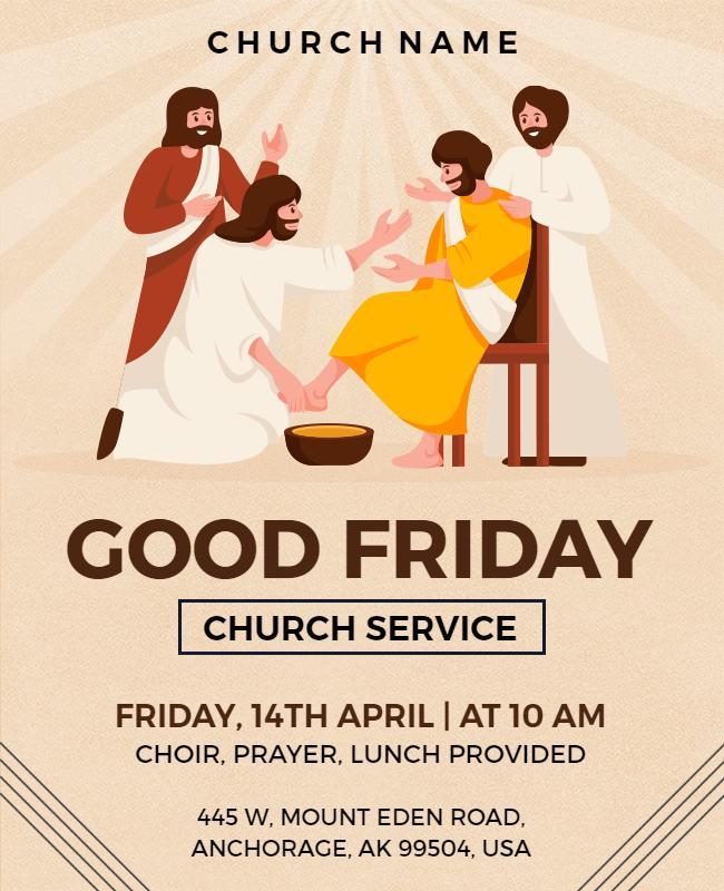 Illustrative Faith-Based Good Friday Church Service Poster Template