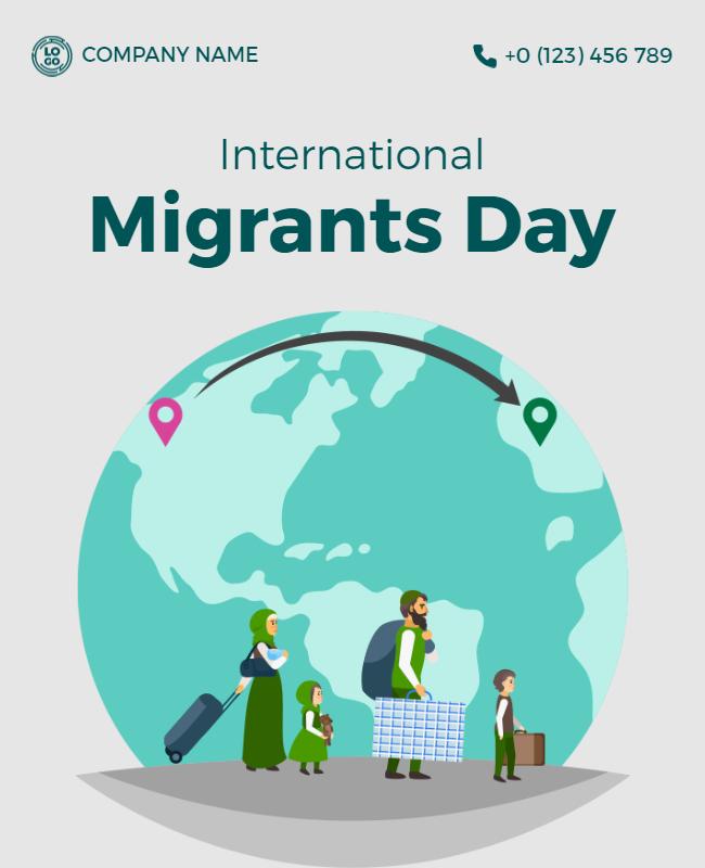 Illustrative Green International Migrants Day Celebration Poster Template