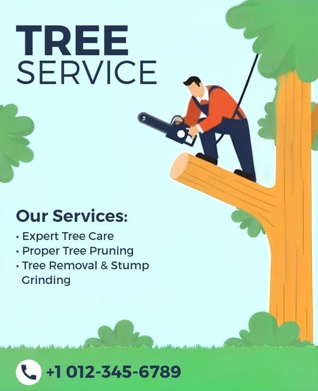 Illustrative Green Tree Service Maintenance Poster Template