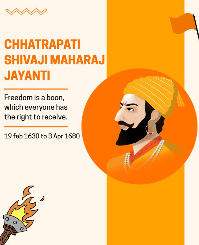 Illustrative Orange Shivaji Maharaj Jayanti Celebration Poster Template