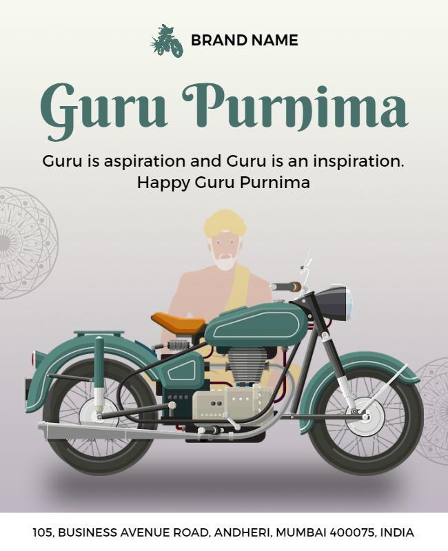 Illustrative Vintage Motorcycle Celebration Guru Purnima Poster Template