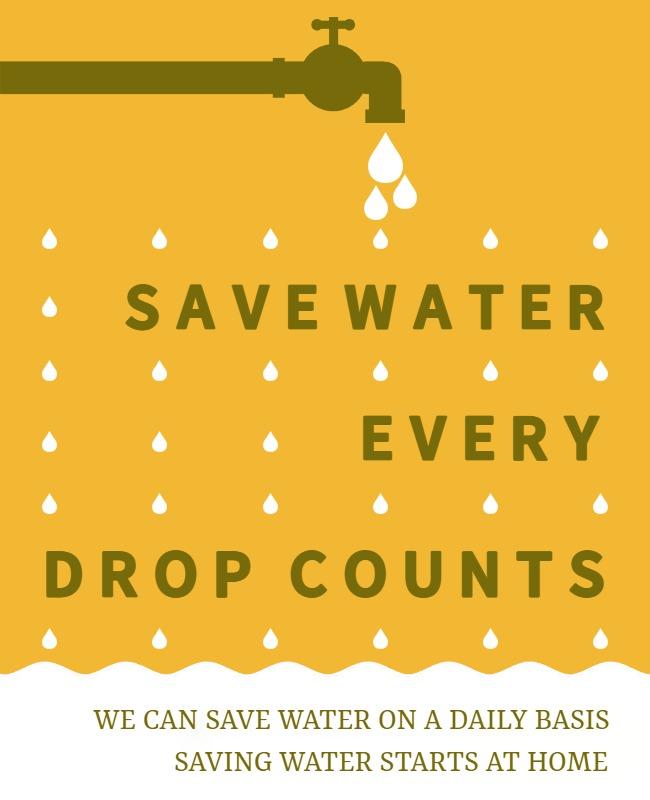 Illustrative Yellow Save Water Awareness Poster Template