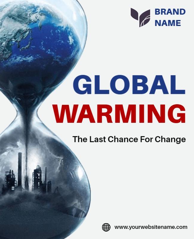 Impactful Blue Global Warming Awareness Poster Template