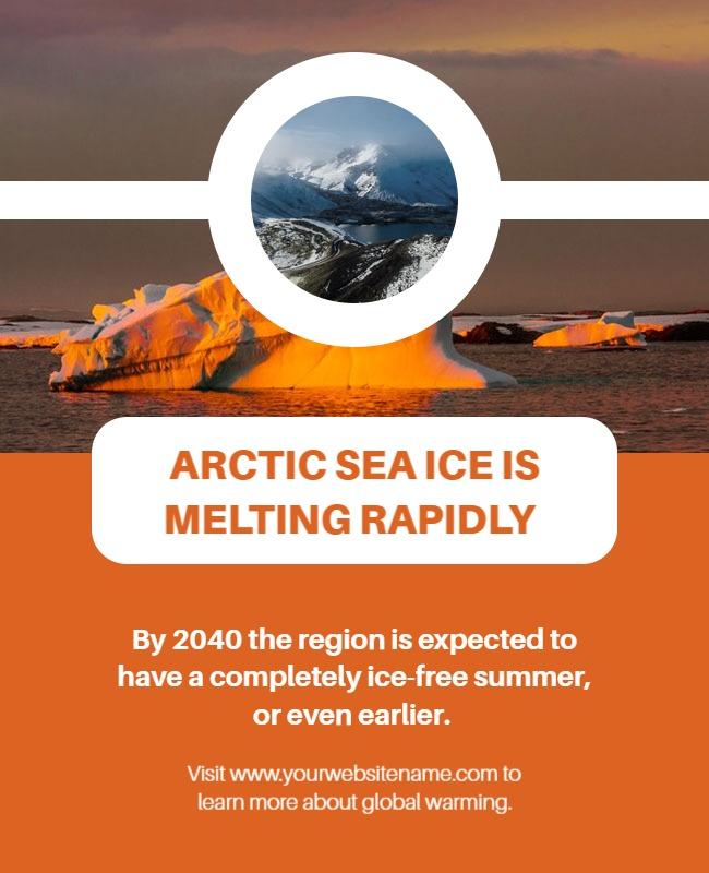 Impactful Climate Change Arctic Sea Ice Melting Poster Template