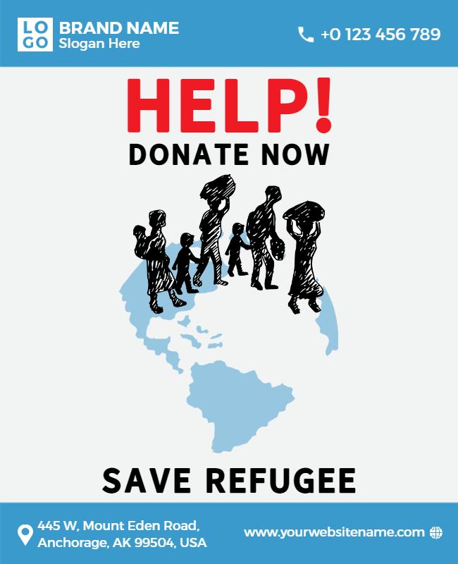 Impactful Humanitarian Support for Refugee Aid Poster Template