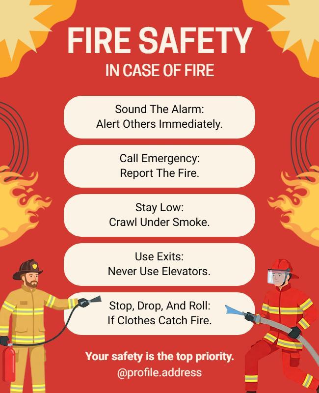 In Case of Fire Safety Tips Poster Template