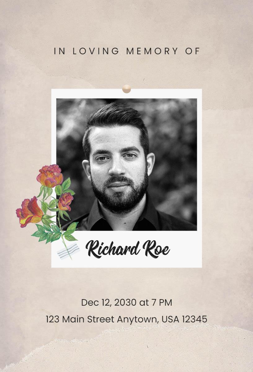 In Loving Memory Celebration of Life Funeral Invitation Template