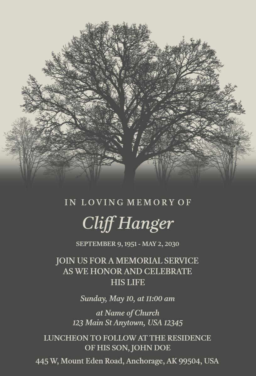 In Loving Memory Formal Memorial Service Invitation Template