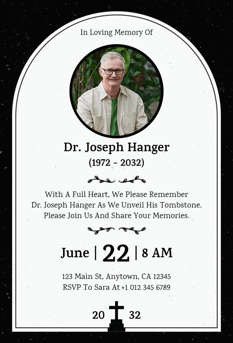In Loving Memory Funeral Service Ceremony Invitation Template