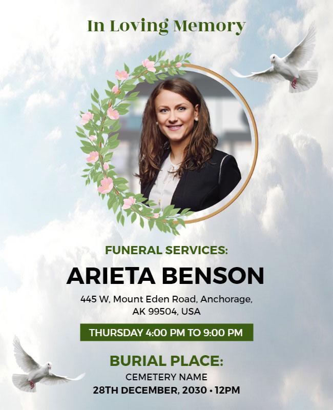 In Loving Memory Funeral Service Flyer Template