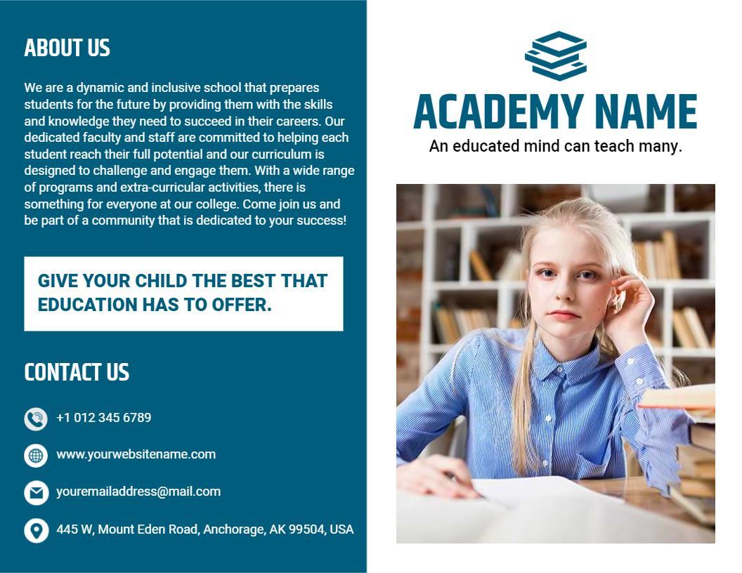 Inclusive Education Academy with Personalized Learning Brochure Template
