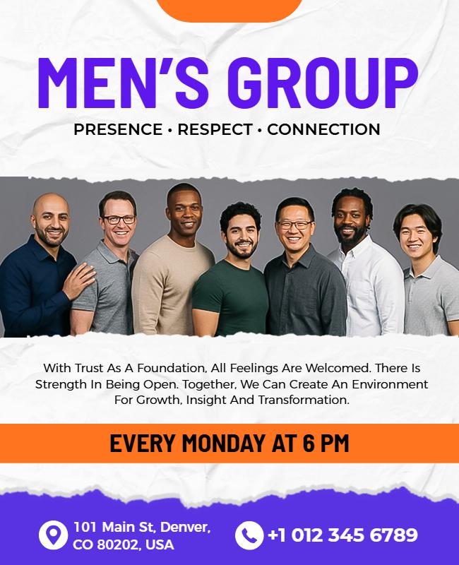 Inclusive Men's Group Event Announcement Poster Template