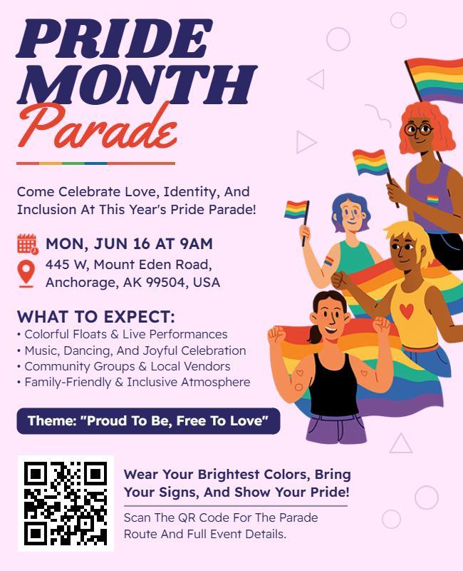 Inclusive Pride Month Parade Celebration Flyer Template