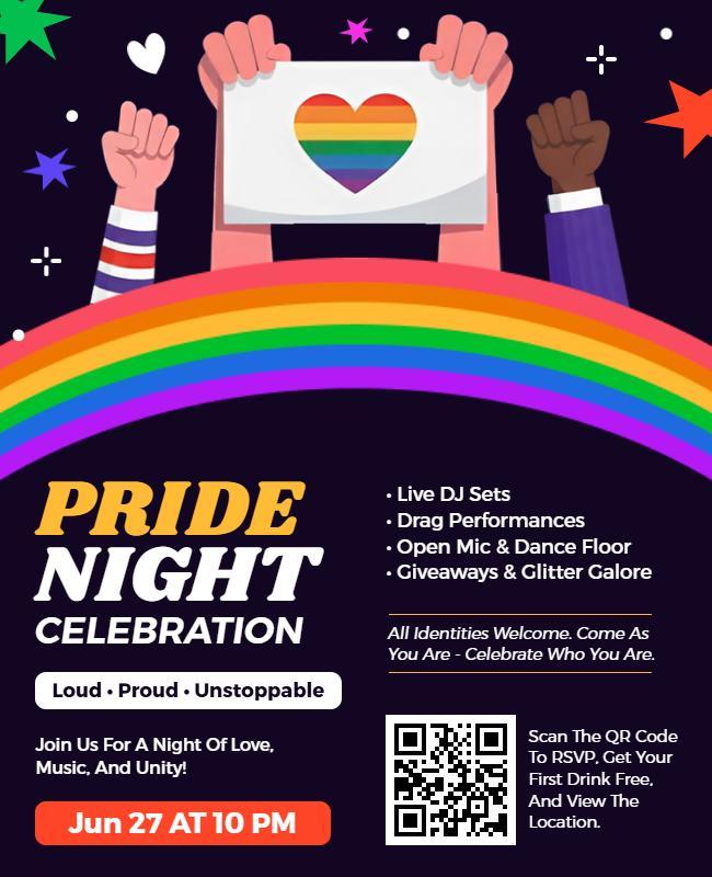 Inclusive Pride Night Celebration Event Flyer Template