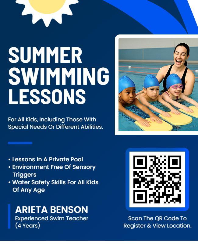 Inclusive Summer Swimming Lessons Flyer Template
