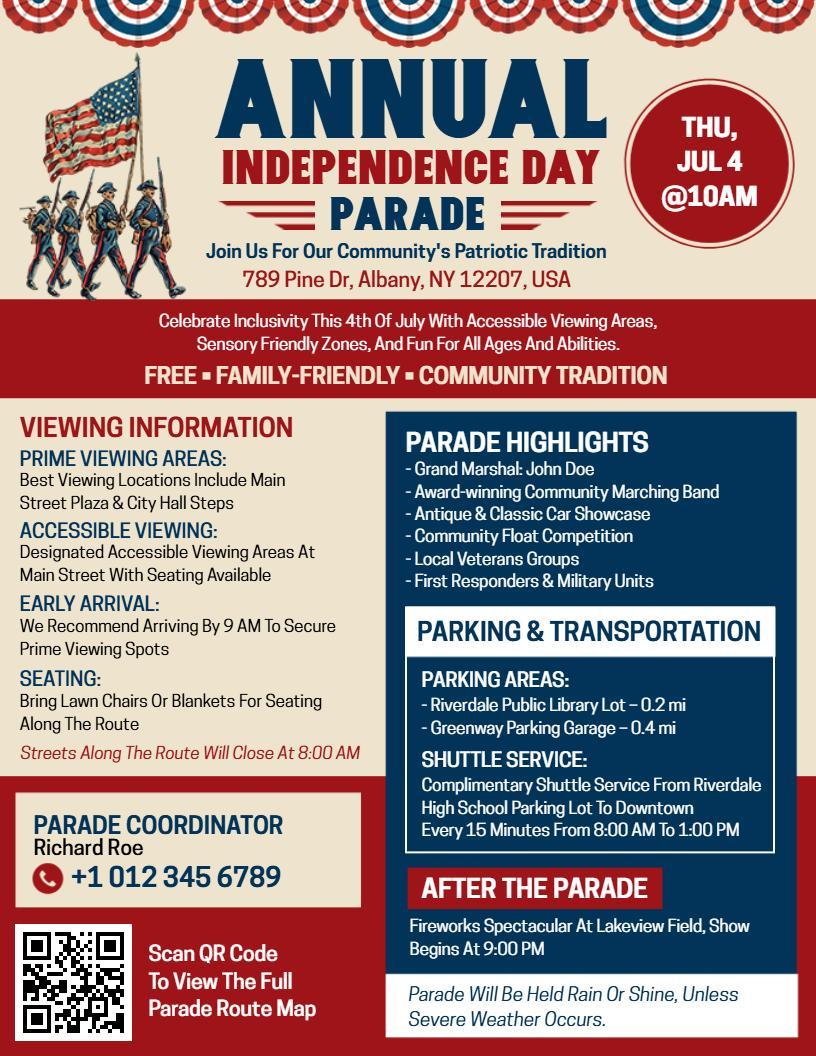 Independence Day Annual Parade Announcement Flyer Template