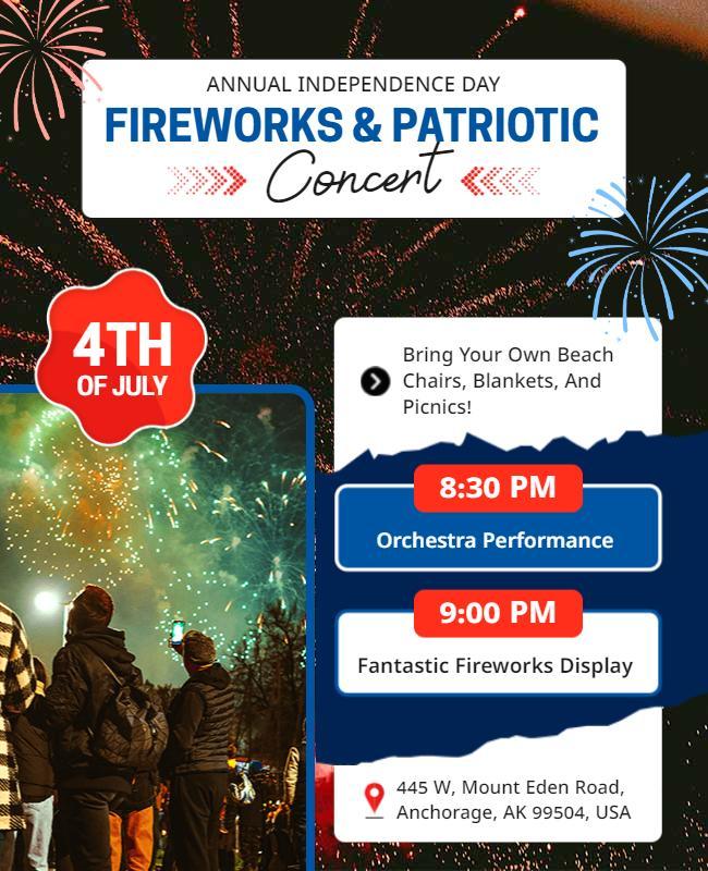 Independence Day Fireworks and Concert Flyer Template