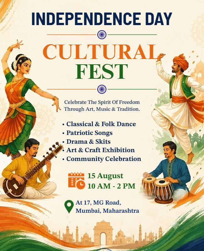 India Independence Day Cultural Fest Poster Template
