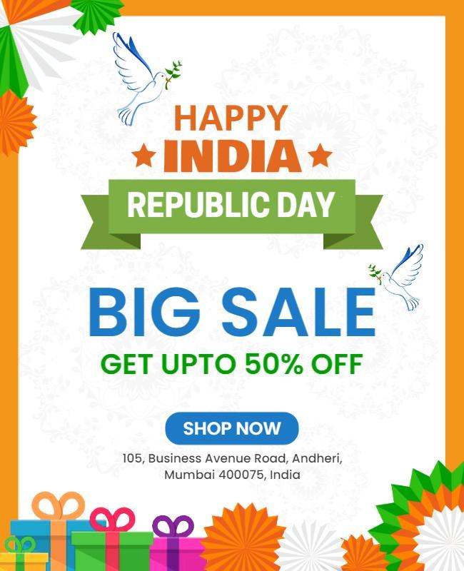 India Republic Day Big Sale Flyer Template