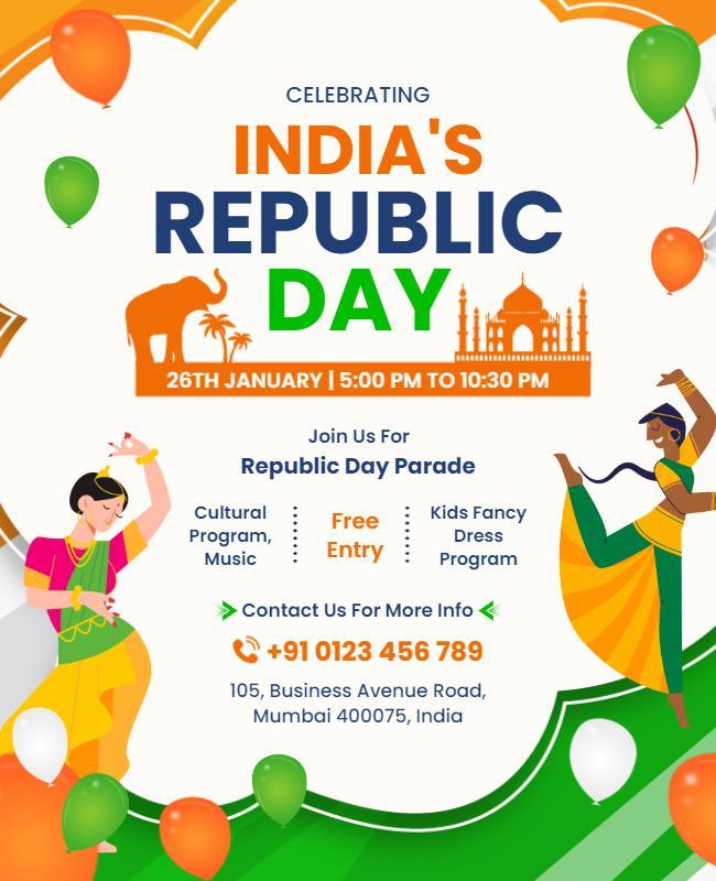 India Republic Day Celebration Flyer Template