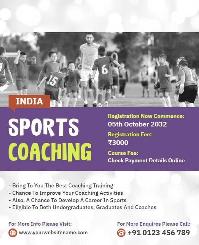 India Sports Coaching Training Flyer Template