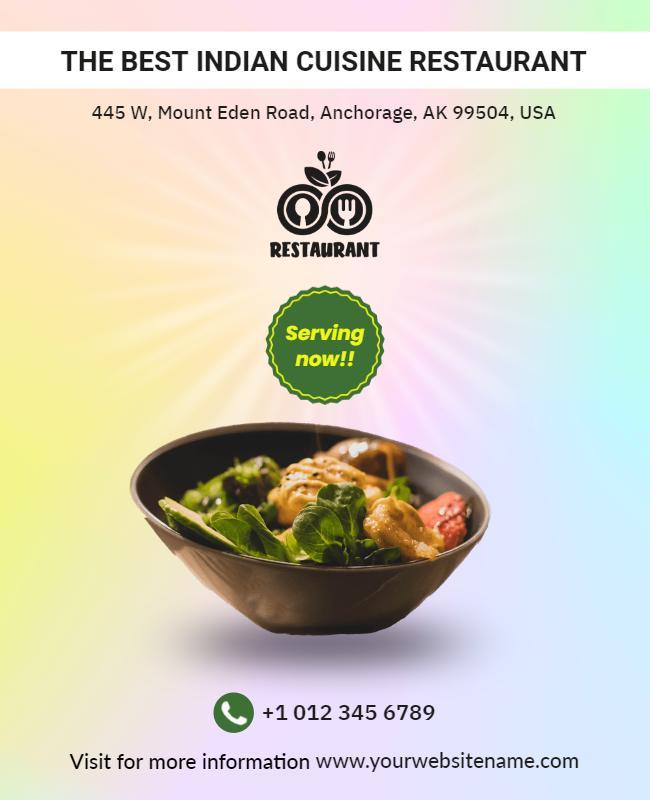 Indian Cuisine Restaurant Promotional Flyer Template