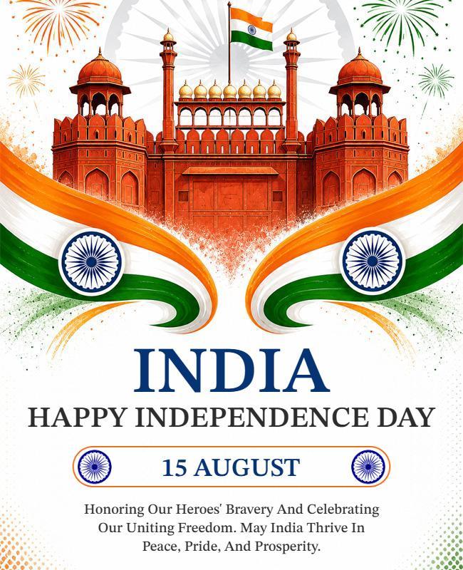 Indian Independence Day Wishes Poster Template