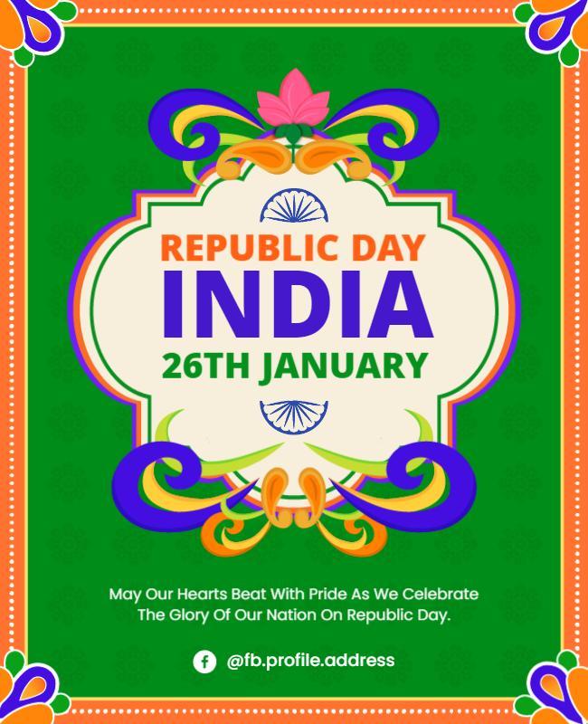 Festive Colorful Indian Republic Day Celebration Flyer Template