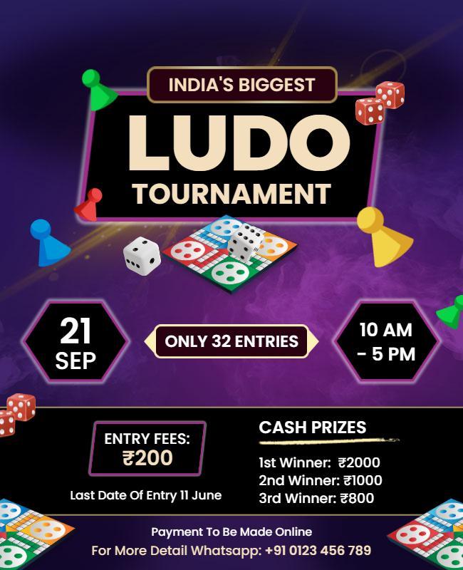 Indias Biggest Ludo Tournament Flyer Template