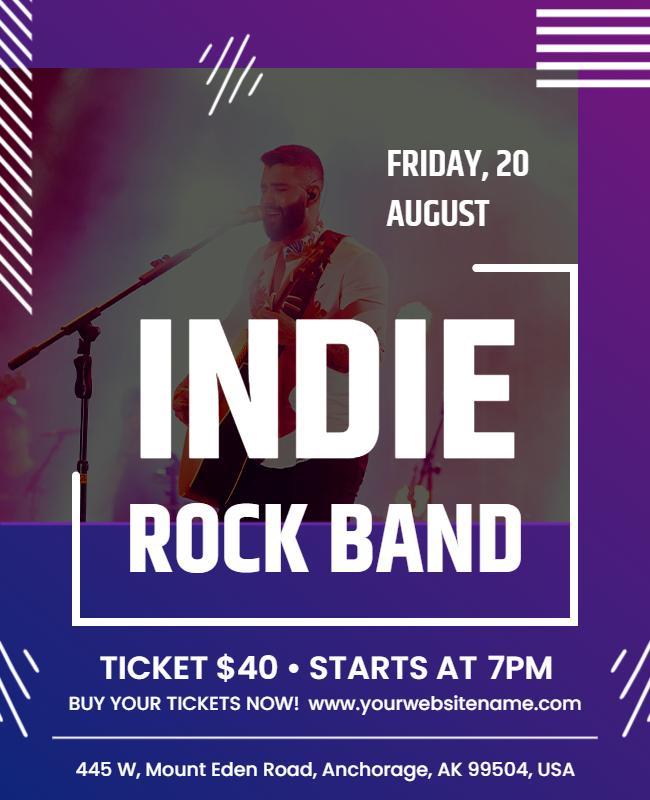 Indie Rock Band Concert Flyer Template