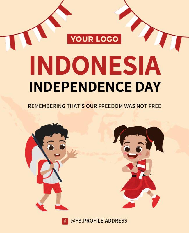 Playful Colorful Indonesia Independence Day Celebration Flyer Template