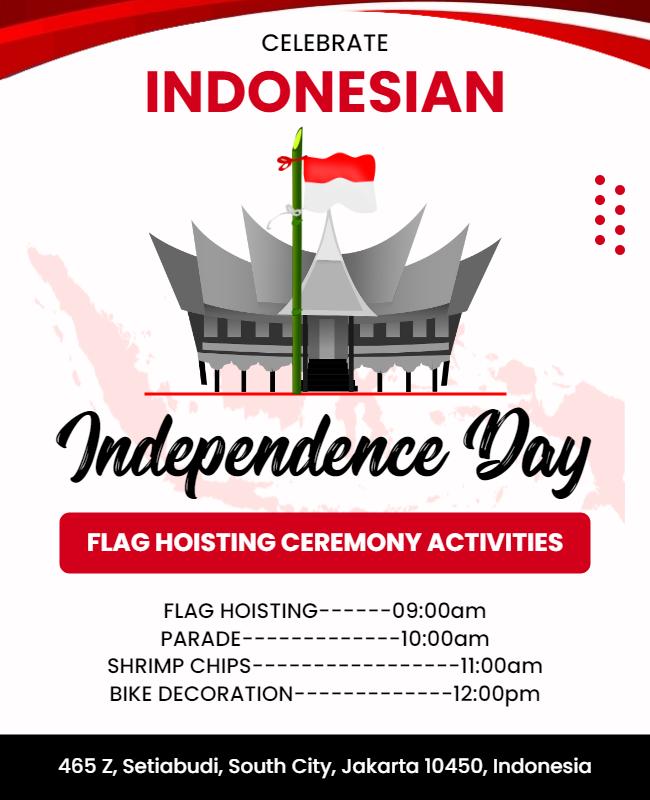 Festive Red Indonesian Independence Day Celebration Flyer Template