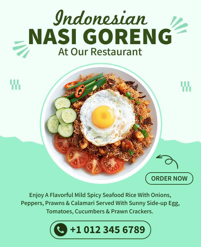 Indonesian Nasi Goreng Restaurant Promotion Flyer Template