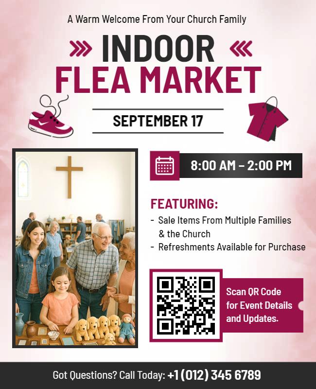 Indoor Church Flea Market Event Flyer Template