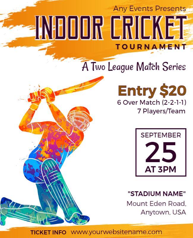 Indoor Cricket Tournament Flyer Template