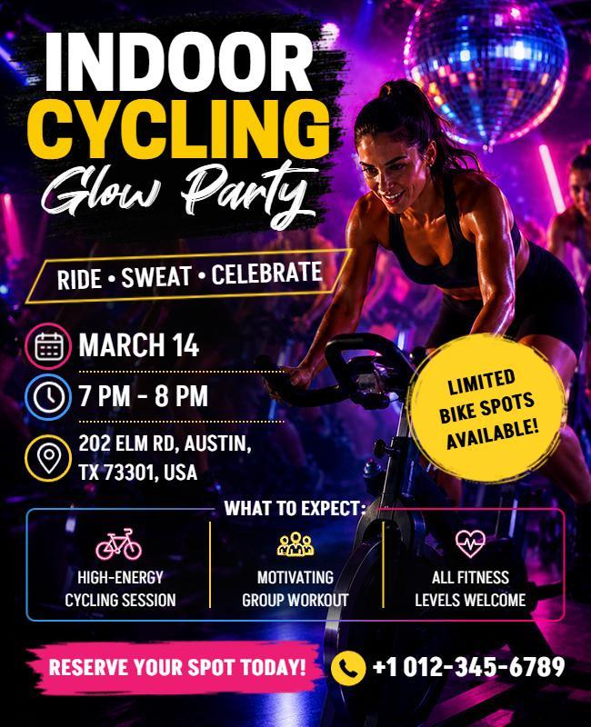 Indoor Cycling Glow Party Event Flyer Template
