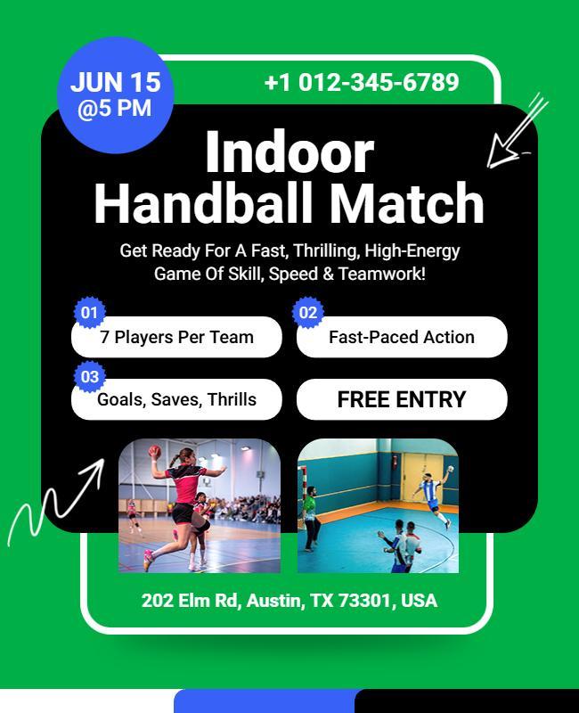 Indoor Handball Match Event Poster Template