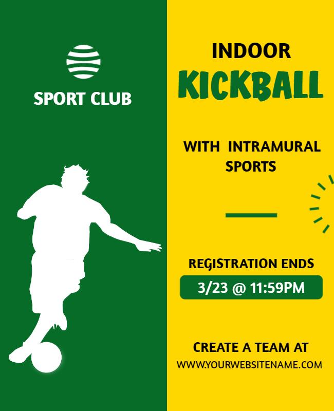 Indoor Kickball Intramural Sports Event Flyer Template