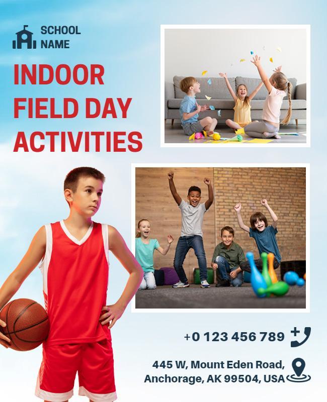 Indoor School Field Day Activities Flyer Template