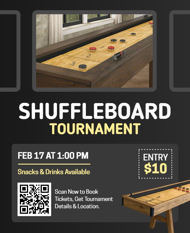 Indoor Shuffleboard Tournament Event Flyer Template